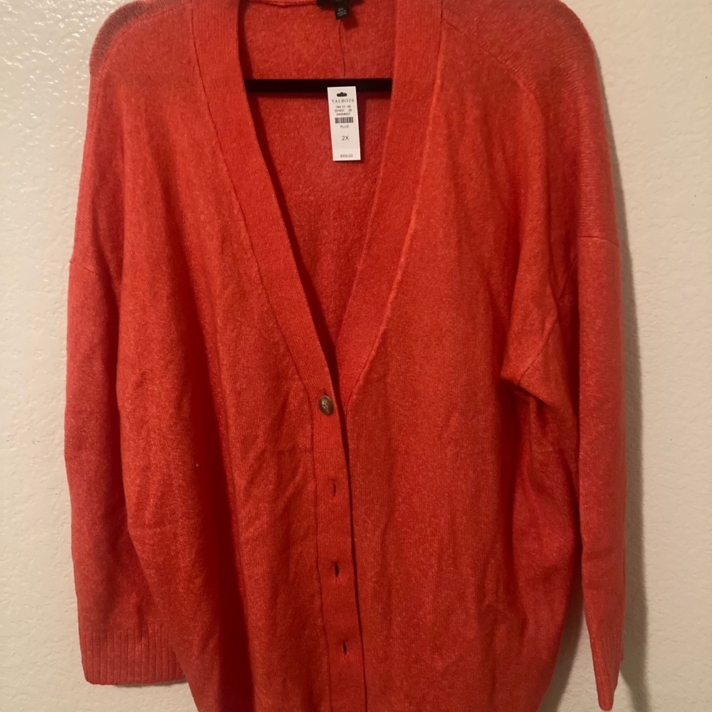 Talbots Bold Red Cardigan Sweater